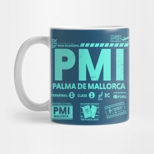 Vintage Palma de Mallorca PMI Airport Code Travel Day Retro Travel Tag Mug